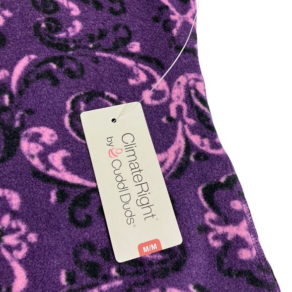 Cuddl Duds Sweater Women M Purple Scroll Climate Right Stretch Fleece Thumbholes - Picture 4 of 15